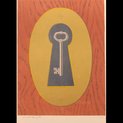 MAGRITTE（雷内）。 “恶魔的微笑”。只是在编织纸上画的彩色石版画。 37/50，由乔治·马格利特（Georgette Magritte）用铅笔签名。