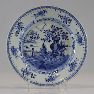Assiette porcelaine blanc bleu XVIIIème