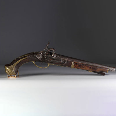 Ancien pistolet à silex, XVIIIe, usures