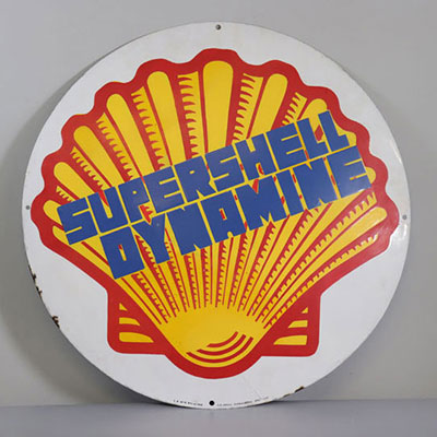 Plaque émaillée circulaire Supershell Emaillerie Koekelberg 1936