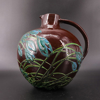 Max Laeuger vase en grès Art Nouveau décor végétal 
