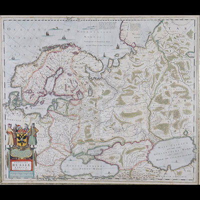 Hendrick II HONDIUS (c.1597-c.1651) carte de Russie Novissima Tabula 