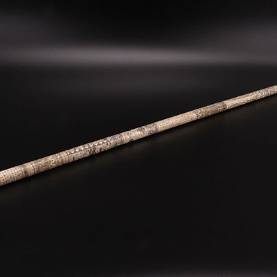 印度尼西亚 - 巴塔克 - 文物 - 全雕刻骨制手杖 