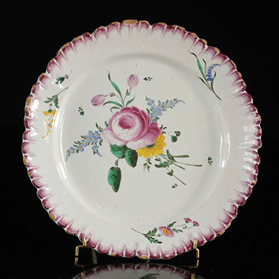 APREY plate with fine floral decoration. 18th