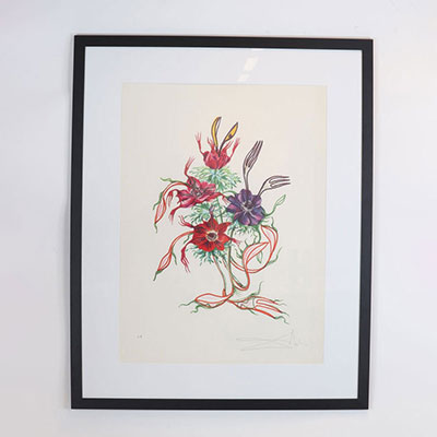Salvador Dali - « Anemone per anti-pasti » - Lithographie - 1972- Lithographie originale sur papier Arches épais. Signée à la main par Dali au crayon. Annotée EA au crayon