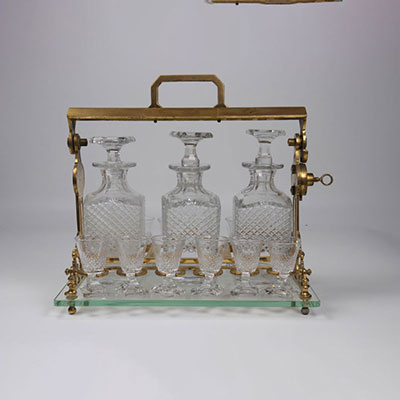19th century crystal liqueur service (one glued glass, one non-original glass)