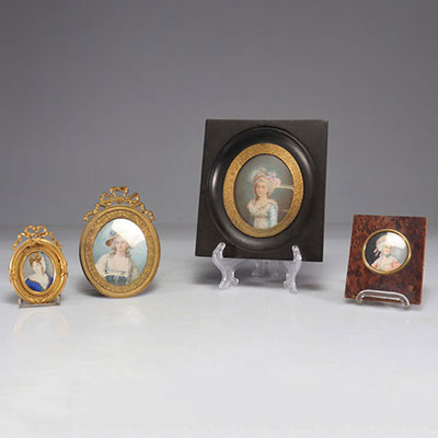 Miniatures portraits de jeunes femmes XVIII/XIXème