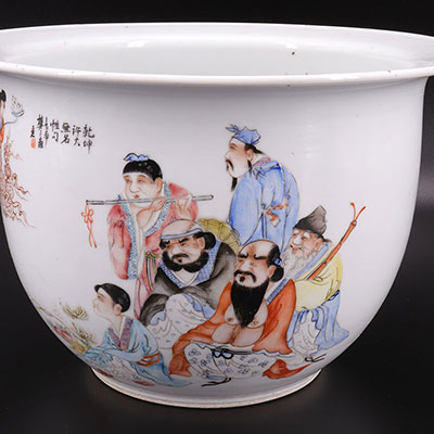 Chine cache pot famille rose