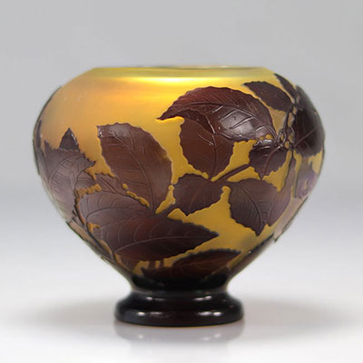 Emile Gallé ball vase decorated with flowers