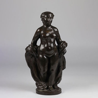 Aristide MAILLOL (1861-1944) bronze young naked woman bather with drape signature monogram M and Alexis Rudier founder Paris