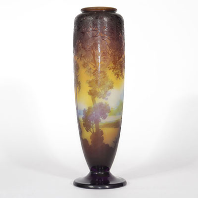 Emile Gallé important vase décor lacustre