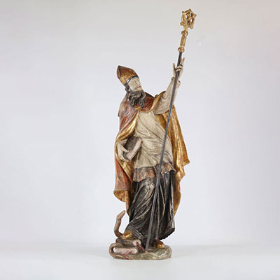 polychrome wood sculpture Saint Augustine probably Spanish 18th century