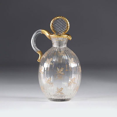 Daum Nancy decanter decorated with thistles