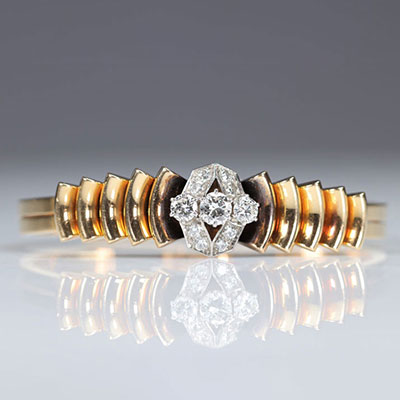 Bracelet en or jaune et blanc (18k) et diamants 2 carats (57gr)