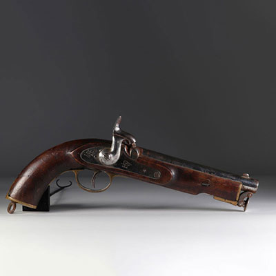 Pistolet à poudre noire, XIXe, inscription en arabe