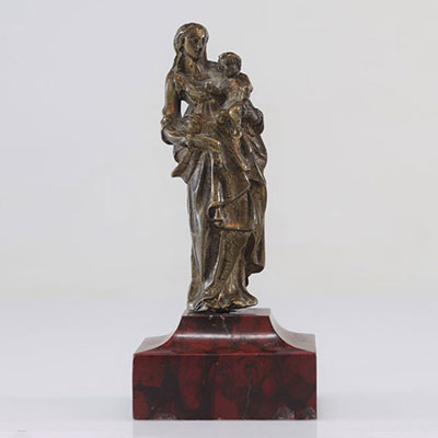 Sculpture Vierge à l'enfant en bronze XVIIème