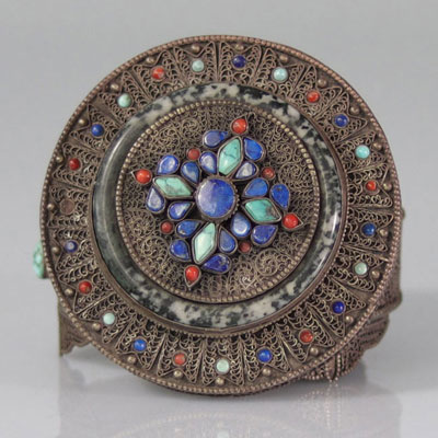 Coffret en argent sino-Tibétain orné de pierres turquoises XIXème siècle