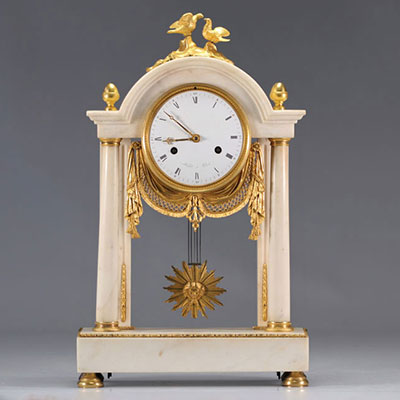 Louis XVI period portico clock with beautiful original gilding