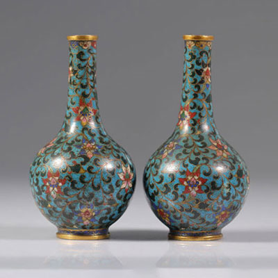 China pair of 19th century cloisonné vases