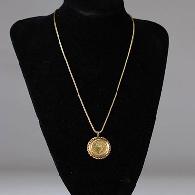Napoleon III coins medallion gold necklace (26.8 grams)