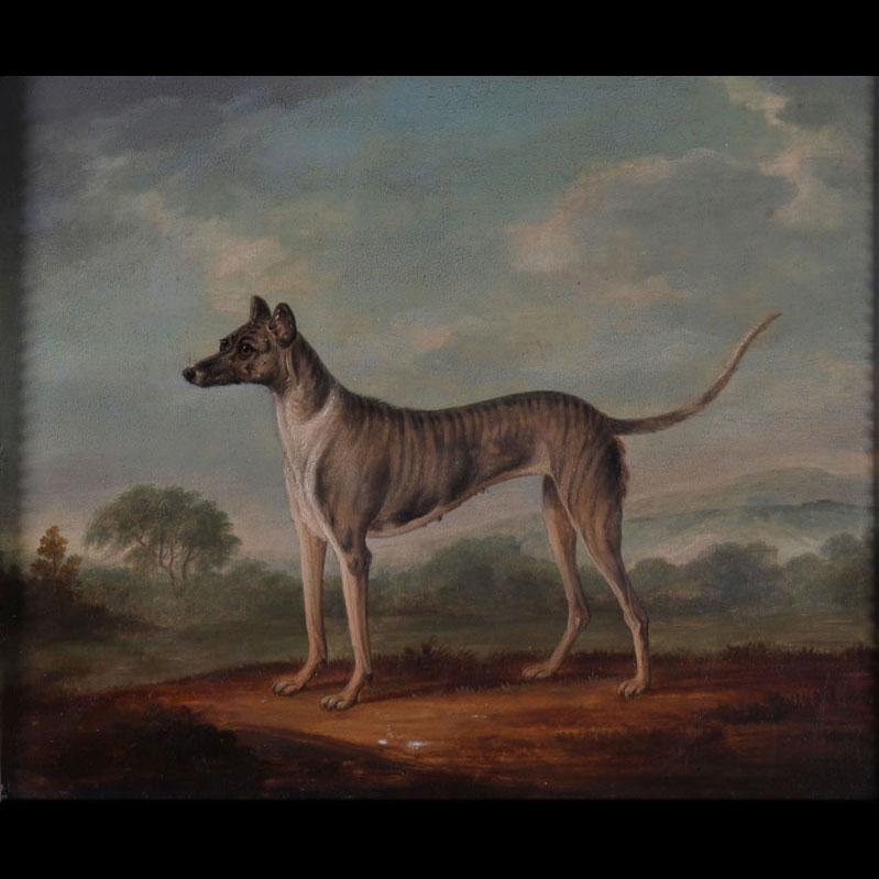 Benjamin ZOBEL huile sur bois représentant un chien début du 19ème 
