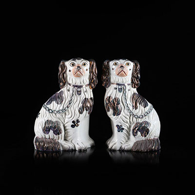 England pair of porcelain dogs 19th