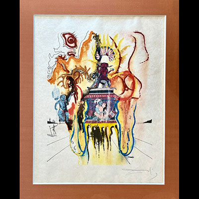 Salvador Dali. Mystical Dream (Indian). Color lithograph. Signed 