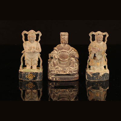 中国-明朝时期3个木雕