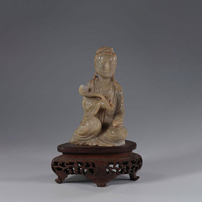 Bacon soapstone Buddha, 19th C. China.
