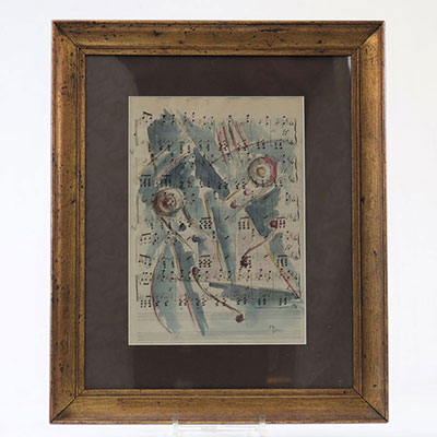 Watercolor and ink. Monogrammed M.H 1932