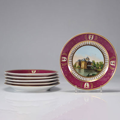 Porcelain plates (6) decorated with castles