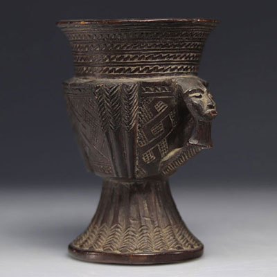Carved Kuba palm wine cup