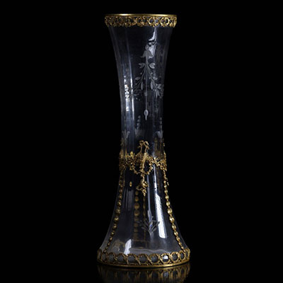 Vase Baccarat et bonze doré 1900