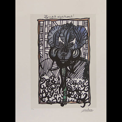Robert Combas. Werewolf. Lithograph on paper signed and numbered 123/150. Certificate