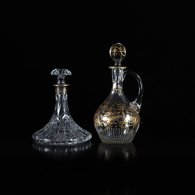 Lot of 2 crystal decanters circa 1900