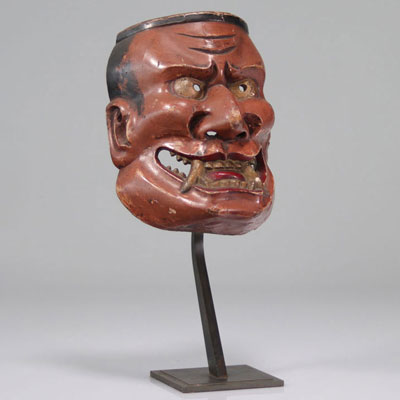 Japanese painted wooden mask 19th century