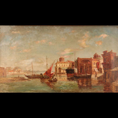 FRITZ CARPENTERO（1848-1914）重要的布面油画，从威尼斯可见