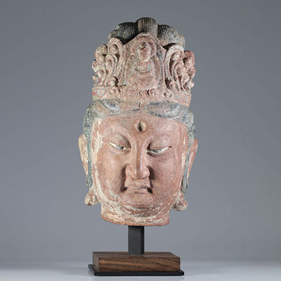 China imposing polychrome Guanyin head from the Song period
