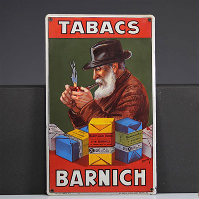 Belgique Rare plaque Tabacs Barnich Emaillerie Belge 