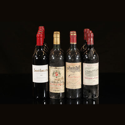 Wine - lot of 12 bottles (red wine) 5 Saint Emilion - 2 Pomerol - 2 pessac Léognan and 3 St Estephe