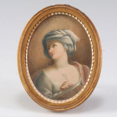 Miniature portrait of a young 19th century