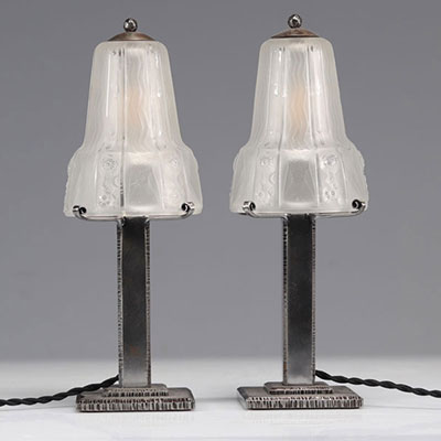Pair of Art Deco Muller Frères Lunéville desk lamps