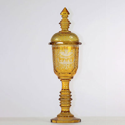 Important pokal en cristal de bohême , pour le marché Ottoman , Allemagne , fin XIX ème