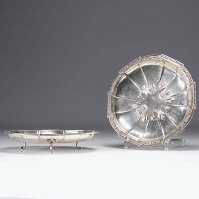 Henri SOUFFLOT - Pair of solid silver dishes, 19th.