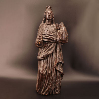 Large carved wooden virgin 17th