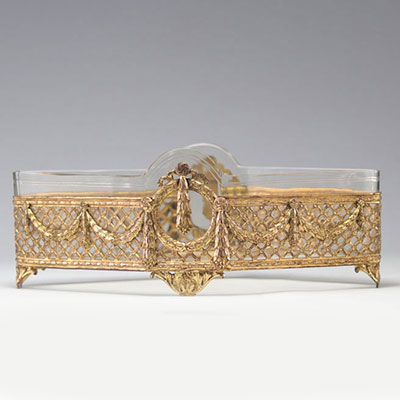 Louis XVI style planter in gilt bronze and crystal