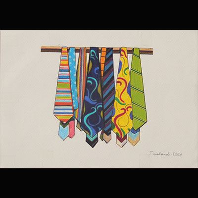 Wayne THIEBAUD (USA, 1920)Cravates, 1961. D'après à,-Dessin au feutre et crayon. Signé au crayon 