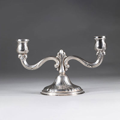 Silver candlestick with hallmarks to identify