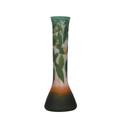 Daum Nancy very important vase decorated with persimmons