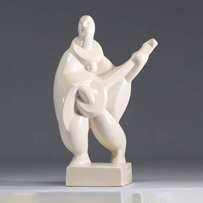 Géo CONDÉ (1891-1980) Earthenware depicting a guitarist